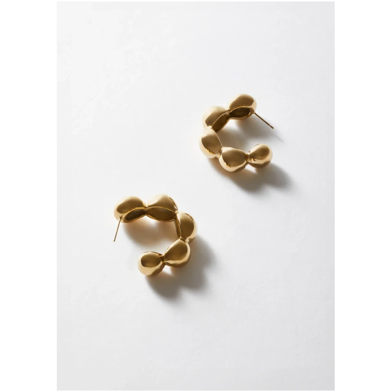 NALI HOOP EARRINGS W/ SPHERES S.STEEL GOLD