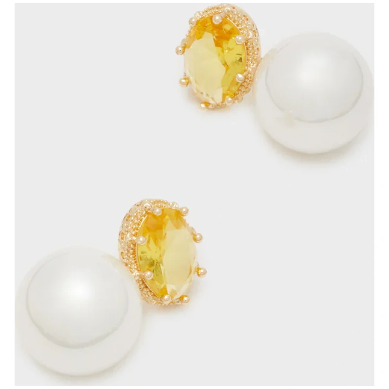 NALI ELENA EARRINGS W/ BIG PEARL + STONE