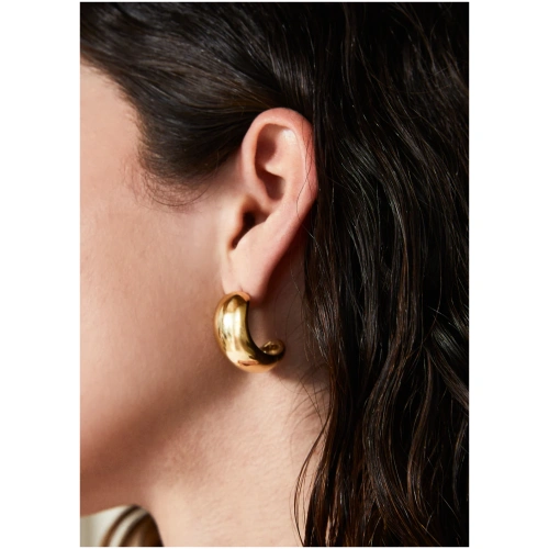 NALI CHUNKY HALF HOOP EARRINGS S.STEEL GOLD