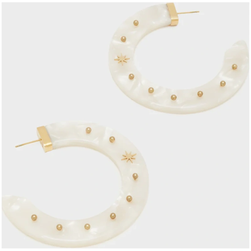 NALI BREEZE THIN HOOP EARRINGS W/RESIN