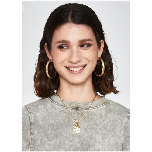 NALI BIG HOOP EATTINGS S.STEEL BRUSHED GOLD