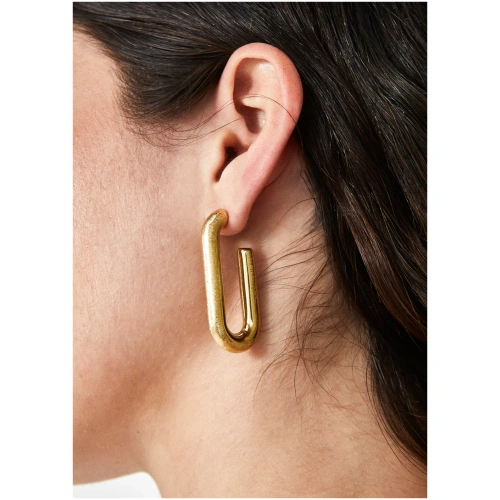 NALI OVAL HOOP EARRINGS S.STEEL BRUSHED GOLD
