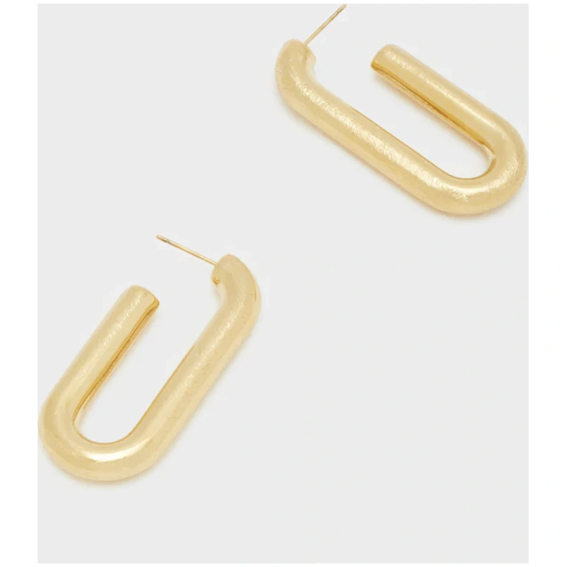NALI OVAL HOOP EARRINGS S.STEEL BRUSHED GOLD