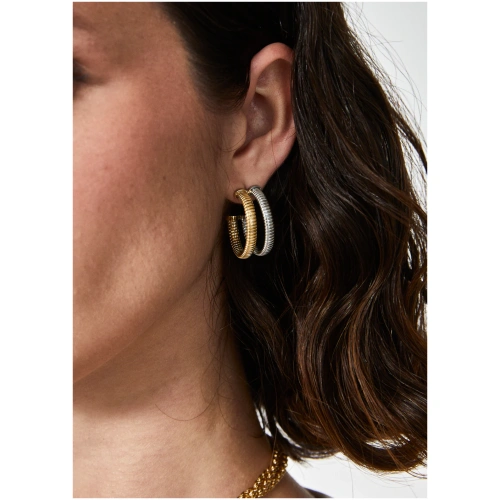 NALI DOUBLE HOOP EARRINGS S.STEEL GOLD/SILVER