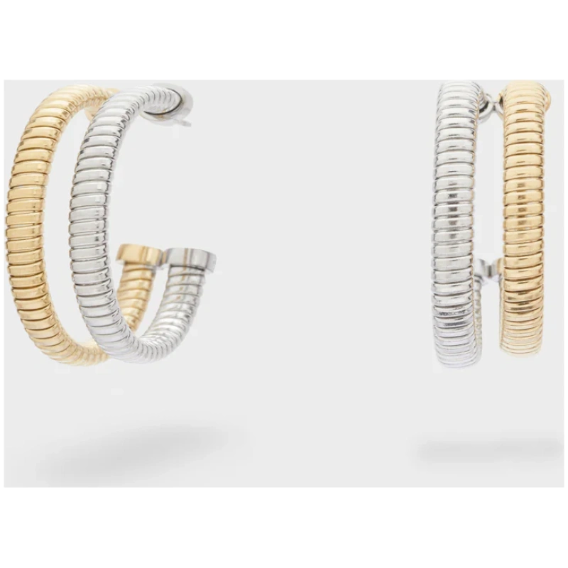 NALI DOUBLE HOOP EARRINGS S.STEEL GOLD/SILVER