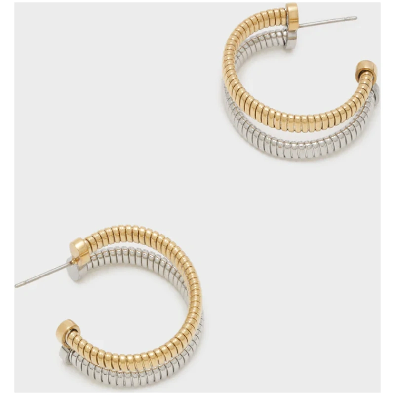 NALI DOUBLE HOOP EARRINGS S.STEEL GOLD/SILVER