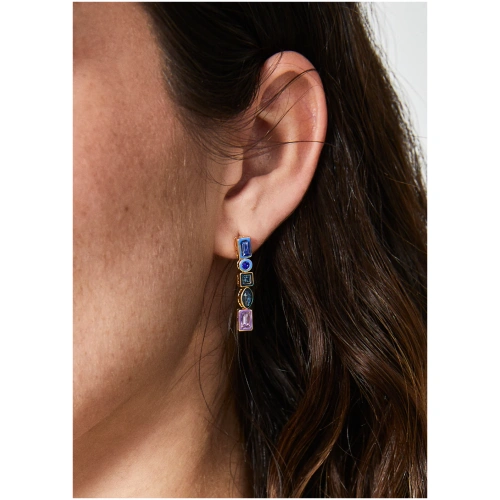 NALI EARRINGS W/ ZIRCONS AND ENAMEL REINBOW MIX