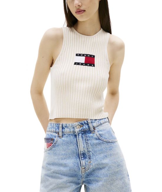 TOMMY JEANS Women's Tank Top Ecru Tommy Jeans