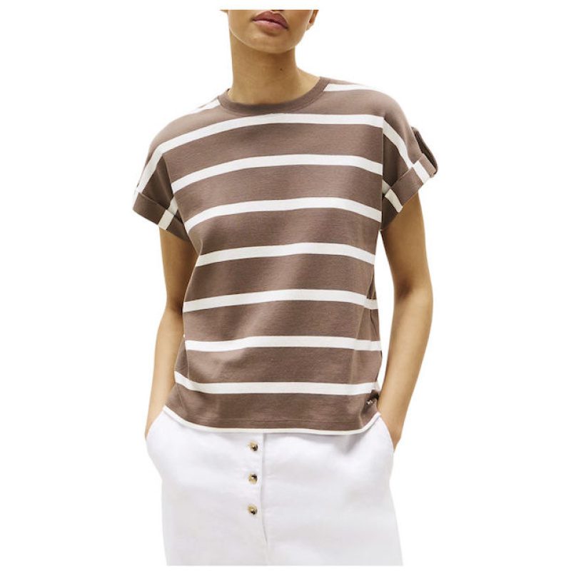 TOMMY HILFIGER Women's Striped T-shirt Brown