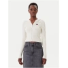 TOMMY HILFIGER Hooded Ribbed Cardigan Cream