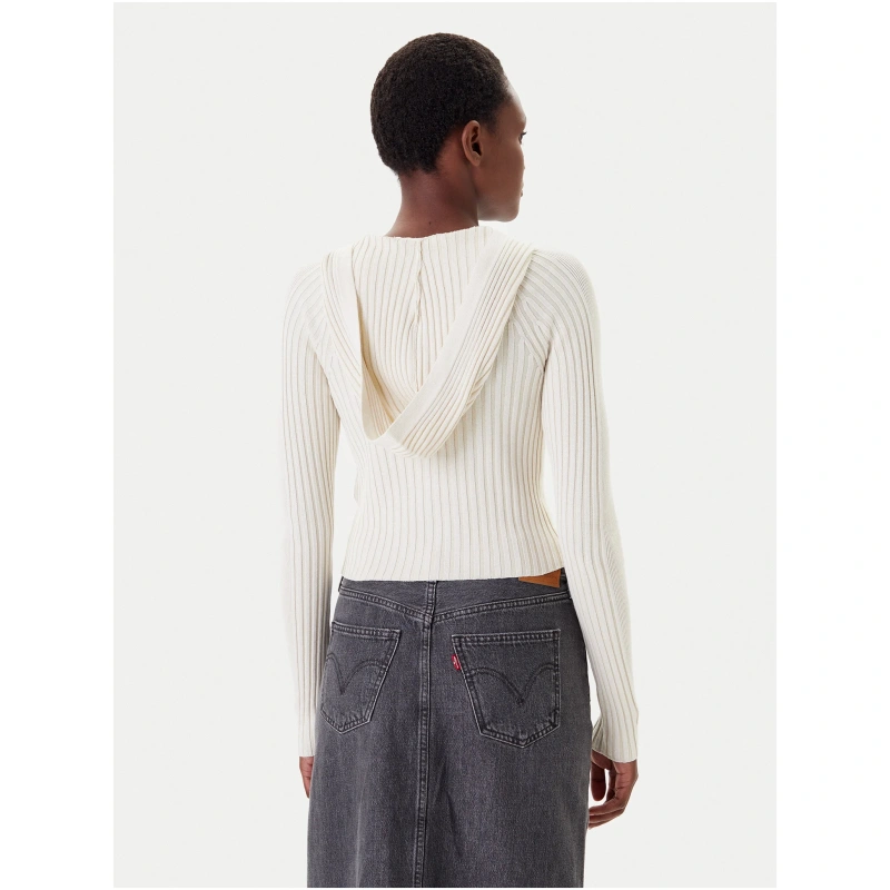 TOMMY HILFIGER Hooded Ribbed Cardigan Cream